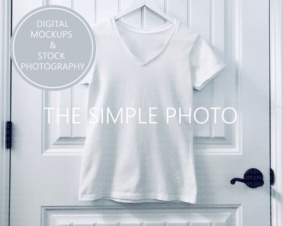 Vneck T-Shirt Mockup Womans T-Shirt Mockup White T-Shirt Mockup