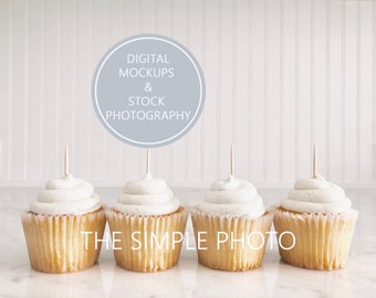 White Cupcake Topper Photo,Cupcake Mockup, Photo Of Cupcake, Styled Stock Photo, Stock Photo of Cupcake, Styled Cupcake,Blank Cupcake Topper