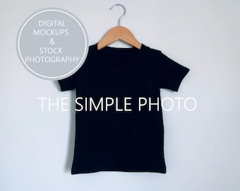Toddler T-Shirt Mockup, Black T-shirt Mockup, Toddler Shirt Mockup, T-Shirt Stock Photo, Styled Toddler Shirt, Shirt on Hanger, Kids Mockup