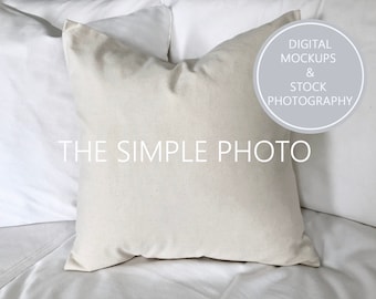 Blank Natural Pillow Cover Mockup, Pillow Mockup, Photo of Pillow, Square Pillow Photo, Plain Pillow, Styled Pillow Mockup, Styled Pillow