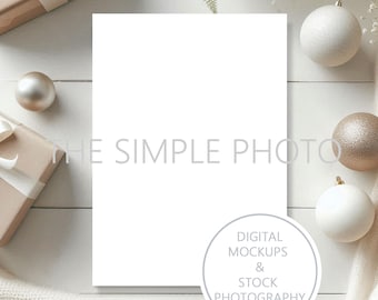 Neutral Christmas Invitation Mockup, Blank Vertical Christmas Card Mockup Holiday Party Invitation Mockup 5x7 Party Invitation Mockup JPEG