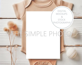 Boho Baby Shower Invito Mockup Genere neutro Baby Shower Invito Mockup Annuncio di nascita del bambino Mockup Mockup di carta bianca vuota 5x7
