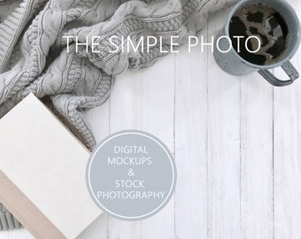 Winter Styled Stock Photo, Winter Background, Photo Mockup, White Background, Cozy Background, Winter Sign Mockup, Winter Stock Photo