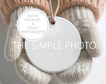 Girls Christmas Ornament Mockup Minimal Christmas Ornament Mockup Blank Circle Sublimation Ornament Mockup Farmhouse Ornament Mockup