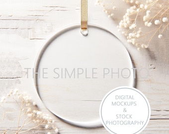 Boho Acrylic Christmas Ornament Mockup Farmhouse Christmas Ornament Mockup Blank Simple Sublimation Ornament Mockup Minimal Ornament Mockup