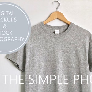 Gray T-Shirt Mockup, Photo of Adult T-Shirt, Gray Adult T-Shirt, Photo Mockup, Stock Photography, Image of Gray Shirt, Blank Gray T-Shirt image 2