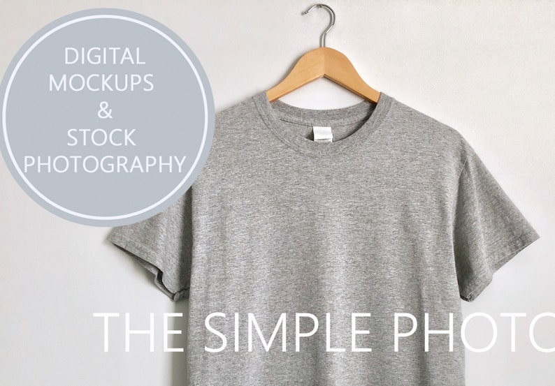 Gray T-Shirt Mockup, Photo of Adult T-Shirt, Gray Adult T-Shirt, Photo Mockup, Stock Photography, Image of Gray Shirt, Blank Gray T-Shirt image 2