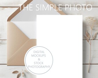 Neutral Farmhouse Wedding Invitation Mockup Tan Bridal Shower Invitation Mockup Blank Card Mockup Party Invitation Mockup 5x7 Card Mockup