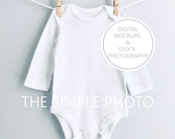 Long Sleeve Baby Bodysuit Mockup, Baby Mockup, Baby One Piece, Winter Baby Mockup, Stock Photography, Mockups, Photo Mock Up, Baby Photo