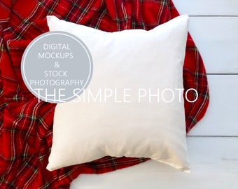 Christmas Pillow Mockup, Christmas Pillow Stock Photo, Blank Christmas Pillow , Square Pillow Mockup, Styled Pillow Mockup, Pillow Mockup