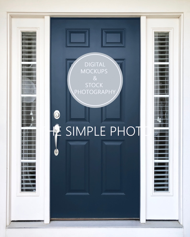 Navy Door Mockup Blank Door Photo Plain Exterior Door Blue
