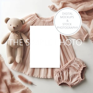 Blush Baby Girl Shower Invitación Maqueta Maqueta de anuncio de nacimiento de niña Maqueta de invitación de baby shower dulce Maqueta de invitación en blanco 5x7