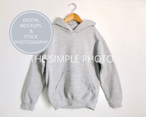 Kids Gray Hooded Sweatshirt Mockup Gildan Hoodie Sweatshirt Etsy