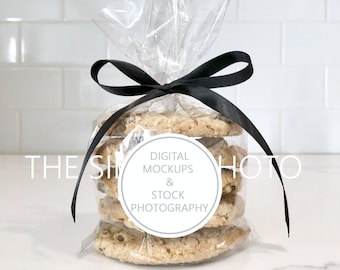 Sticker Mockup Label Mockup Blank Bag of Cookies Gift Bag Mockup Party Favor Mockup Party Favor Mockup Gift Tag Mockup Cookie Stock Photo