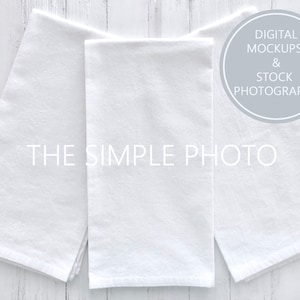 Handdoek Set Mockup, Keukenhanddoek Foto, Keukenhanddoek Mockup, Handdoek Mockup, Stock Fotografie, Afbeelding van witte handdoeken, lege set handdoeken