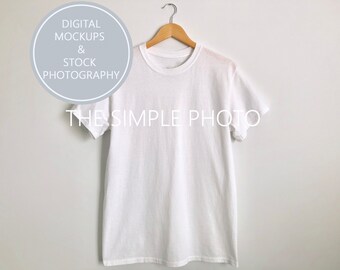 T-Shirt Mockup, Blank White T-Shirt, Adult T-Shirt Photo, Crew Neck T-Shirt, Stock Photography, Product Photo Mockup, Digital Background