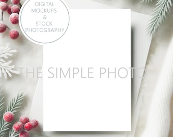 Farmhouse Christmas Invitation Mockup, Blank Vertical Christmas Card Mockup Holiday Party Invitation Mockup 5x7 Party Invitation Mockup JPEG