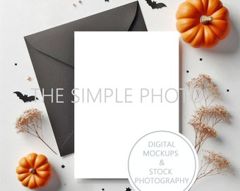 Farmhouse Halloween Invitation Mockup, Blank Vertical Halloween Card Mockup Halloween Party Invitation Mockup 5x7 Party Invitation Mockup