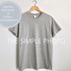 Gray T-Shirt Mockup, Photo of Adult T-Shirt, Gray Adult T-Shirt, Photo Mockup, Stock Photography, Image of Gray Shirt, Blank Gray T-Shirt image 1