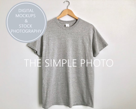 Gray T-Shirt Mockup, Photo of Adult T-Shirt, Gray Adult T-Shirt, Photo Mockup, Stock Photography, Image of Gray Shirt, Blank Gray T-Shirt