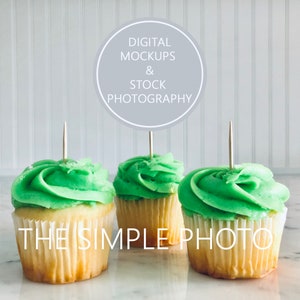 Cupcake Topper Mockup, Green Cupcake Mockup, Foto di Cupcakes, Styled Stock Photo, Stock Photo di Cupcakes, Styled Cupcakes, Blank Cupcake