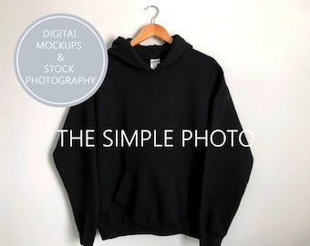 Makieta bluzy z kapturem Gildan, makieta bluzy z kapturem, makieta bluzy, tło bluzy, pusta czarna bluza z kapturem, makieta produktu