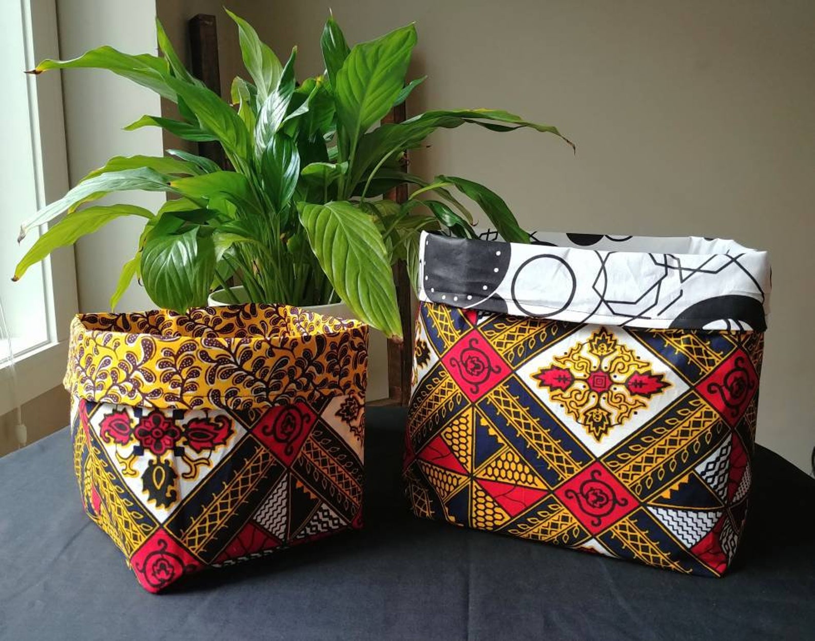 Fabric Baskets Ankara Fabric Basket African Wax Print Lined Etsy
