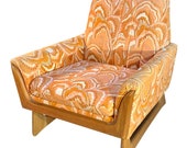 Mid-Century Modern Orange Botanical Lounge Chair by Adrian Pearsall