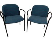 1980s Vintage Italian Teal Accent Armchairs - a Pair