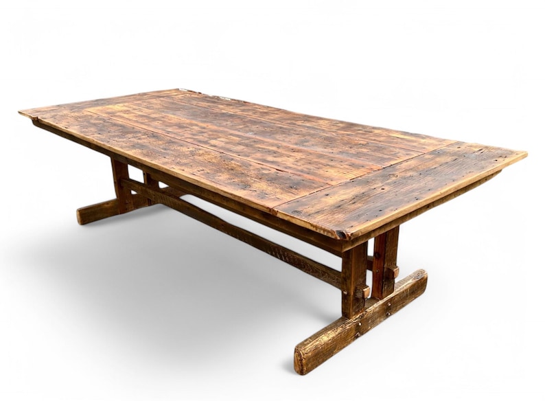 Farmhouse Reclaimed Wood Trestle Table With Breadboard - Etsy