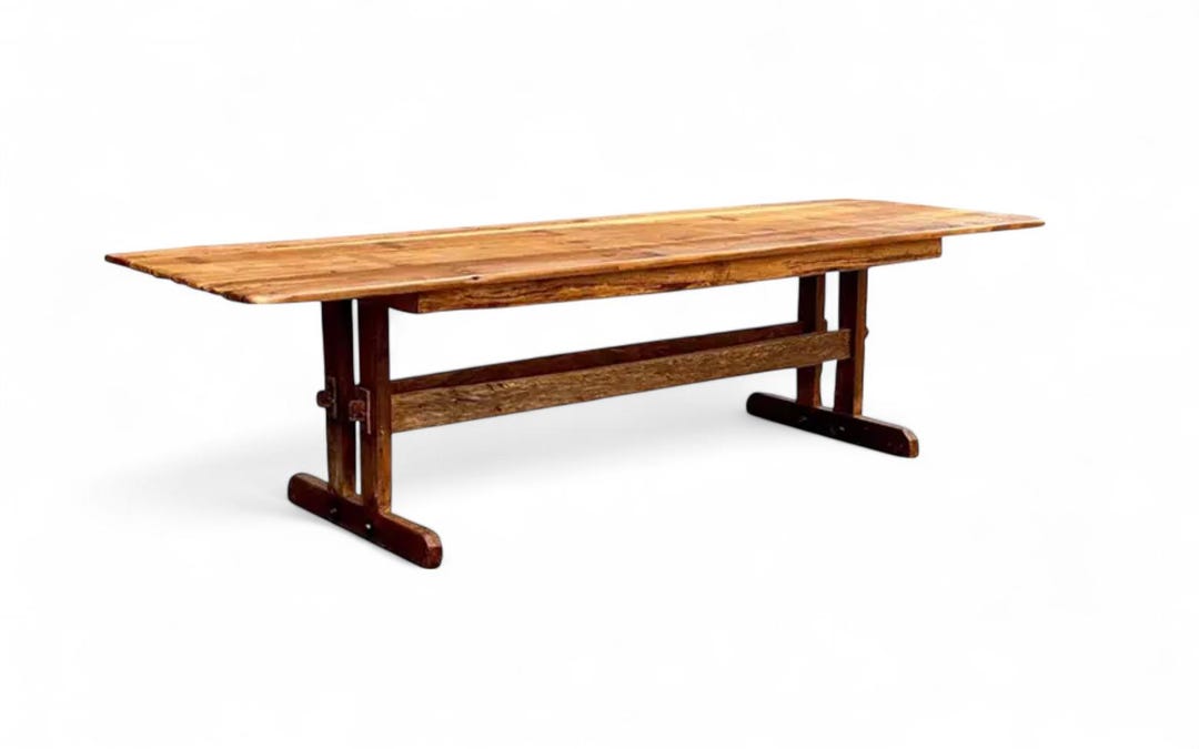 Reclaimed Wood Farmhouse Trestle Harvest Dining Table - Etsy