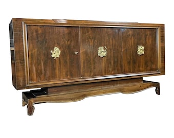 French Art Deco Brazilian Rosewood Credenza, in the Manner of Jules Leleu