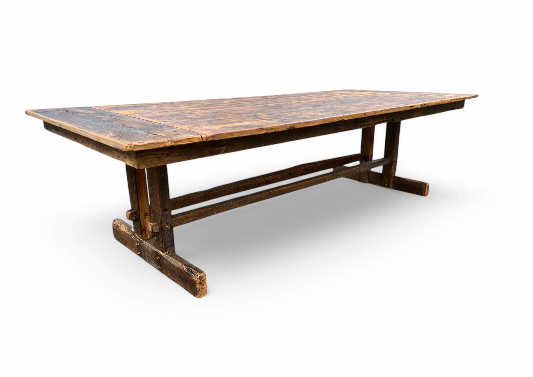 Farmhouse Reclaimed Wood Trestle Table With Breadboard - Etsy