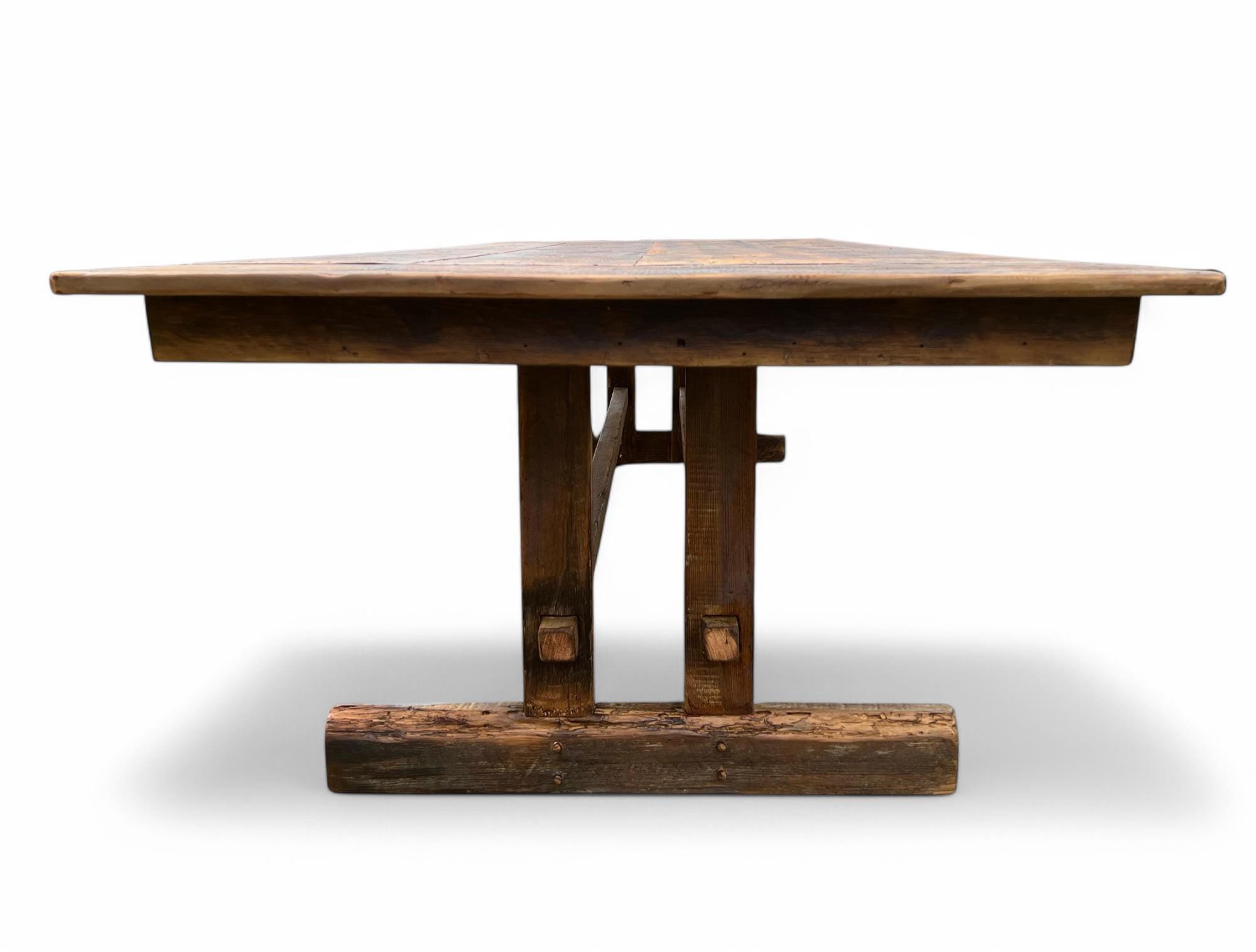 Farmhouse Reclaimed Wood Trestle Table With Breadboard - Etsy