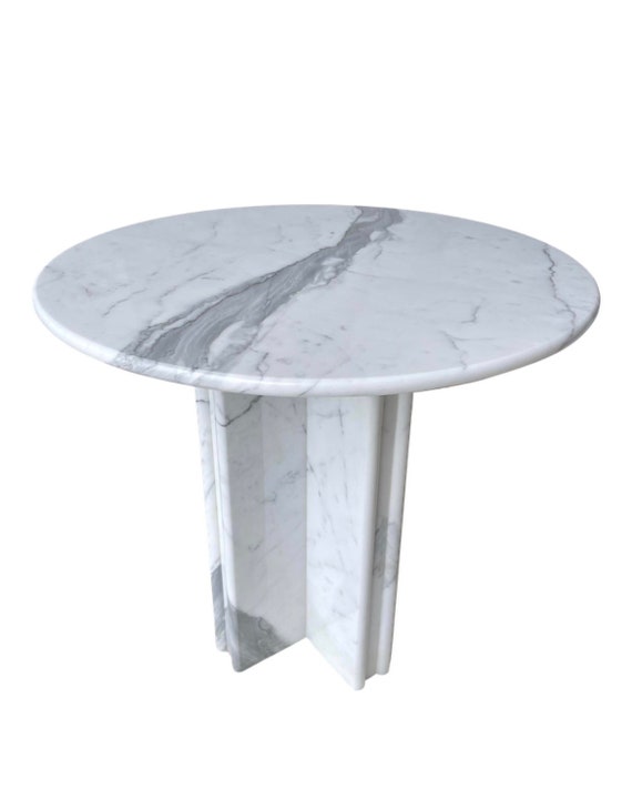 Italian Carrara Marble Center Table - 32” Round