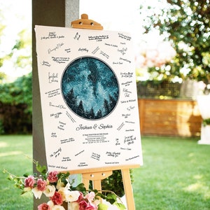 Alternative personnalisée au livre d'or de mariage, impression personnalisée de livre d'or ciel nocturne, livre d'or unique d'anniversaire, livre d'or de mariage céleste