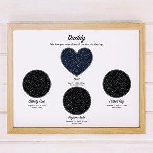 Regalo de Navidad para PAPÁ, Mapas de estrellas personalizados, Regalo para mamá de los niños, Mapa del cielo personalizado por fecha, Idea de regalo de Navidad para PAPÁ, Regalo de papá personalizado