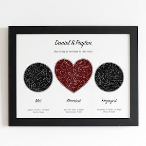 Met fiancé marié carte des étoiles impression, personnalisé multi-emplacement anniversaire de mariage impression personnalisée, bonjour je ferai Carte des étoiles du ciel nocturne