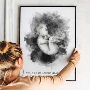 DAS GEBURTSPOSTER im Maßstab 1:1, Baby Skizze, NeugeborenenPoster, Baby Geburt Wandkunst, Personalisiertes Baby Poster, Baby Line Art
