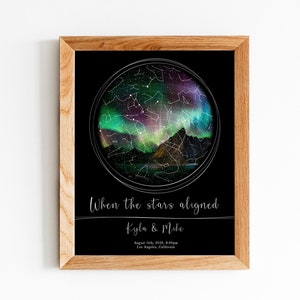 Mapa estelar, Mapa estelar personalizado, Impresión de cielo nocturno, Estrellas personalizadas, La noche que nos conocimos, Compromiso de aniversario Regalo de boda, Parejas de regalo de Navidad