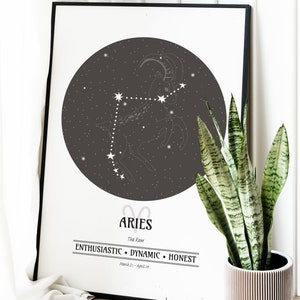 ARIES gift Custom Zodiac Print, Astrology Print, Star Chart, Personalized constellation art, Star Sign Art, Birthday gift, Christmas gift