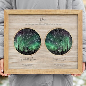 Cadeau pour papa d'une fille ou d'un fils, carte des étoiles personnalisée pour père, cadeau personnalisé pour la fête des pères, cadeau d'anniversaire pour maman, impression ciel nocturne