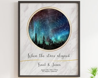 Star map, Custom sky map, The night we met star map, Wedding anniversary gift for wife husband, Custom night sky print, Newlywed couple gift
