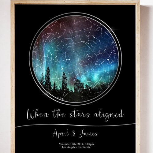 Custom Star Map Print Night We Met Anniversary Gift Night Etsy