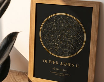 Mapa de estrellas personalizado digital, regalo de aniversario personalizado, impresión de cielo nocturno, regalo menor de 20 años, regalo de boda, impresión de constelación, archivo digital