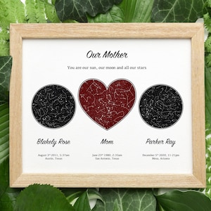 REGALO para MAMÁ, Mapa estelar personalizado por fecha 3-7, Regalo para madre de hija, Ideas de regalos de Navidad para mamá de niños, Regalo personalizado para papá