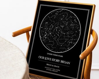 Stars The Night We Met Custom Star Map Print, Star Map By Date Anniversary Gift, Night Sky Print Personalized Gift, When you were born gift