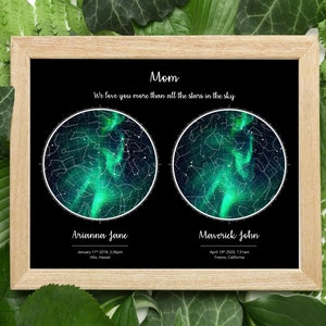 Regalo del día de las madres Mapa estelar personalizado por fecha y ubicación, Impresión del cielo nocturno por fecha y ubicación, Regalo personalizado de STAR MAP para mamá papá abuela