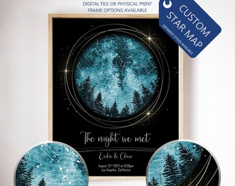 STAR MAP by Date Wedding Anniversary gift for husband wife, Custom Night Sky Print, Personalized Star Chart, The night we met, Digital File