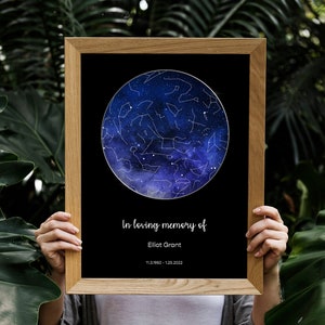 Memorial Star Map Sympathy Gift, Loss of Father, Mother, baby, Personalized Remembrance Gift Celebration of Life, Night Sky In Loving Memory